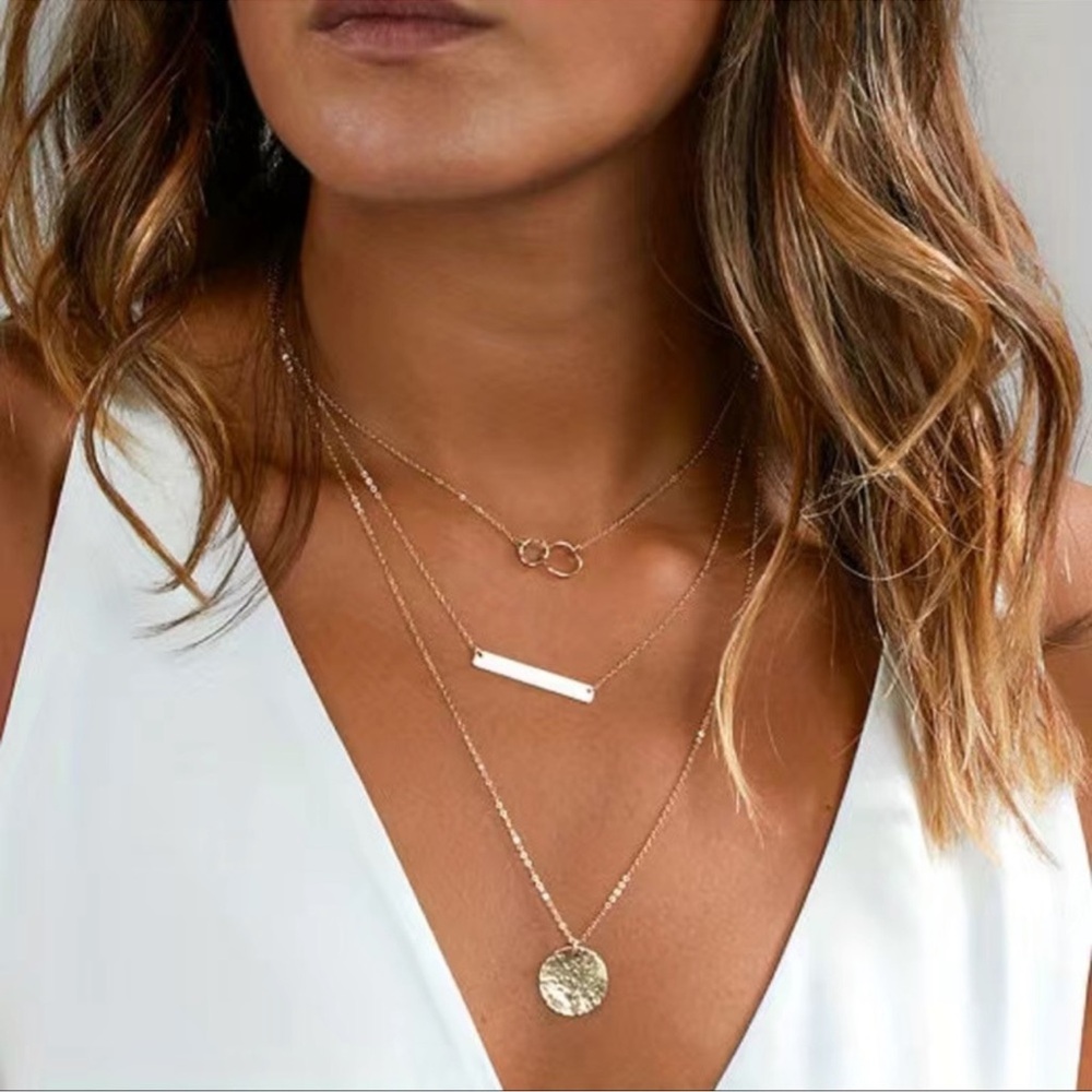 Elegant Gold Layered Necklace Set